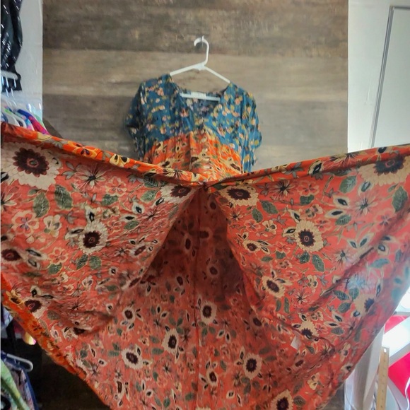 NATURAL LIFE Blue and Orange Floral Maxi Dress - Picture 8 of 11